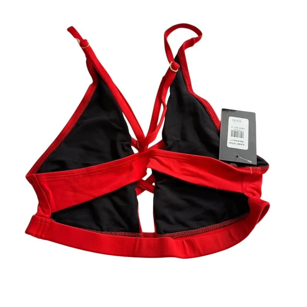 Frederick's of Hollywood Geranium Fiery Red Sunset Strap Bikini Top Small NWT - Image 3