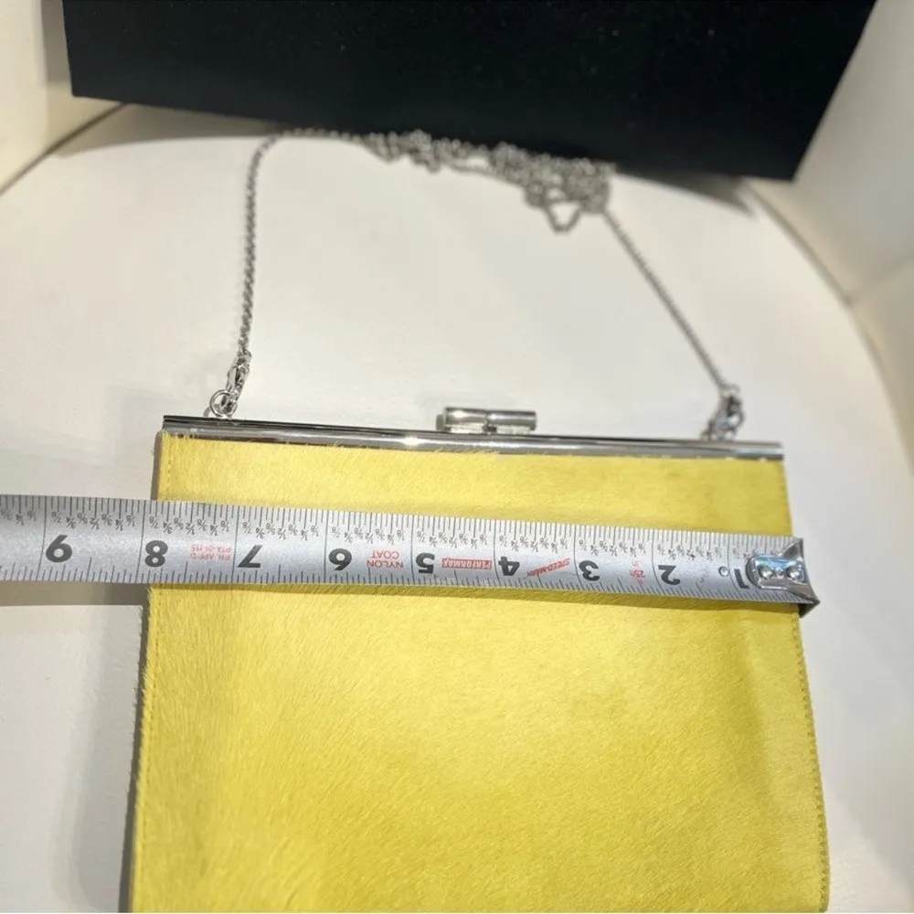 Bvlgari Roma Yellow Leather Frame Clutch Bag – Chain Shoulder Strap Made Italy - Image 9