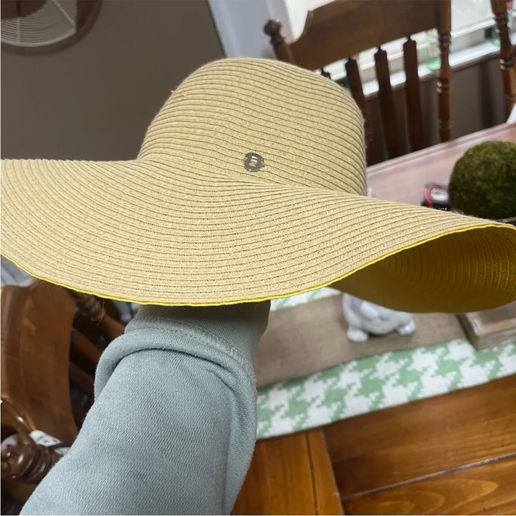 D&Y Tan and Yellow Wide-Brimmed Hat - Image 4