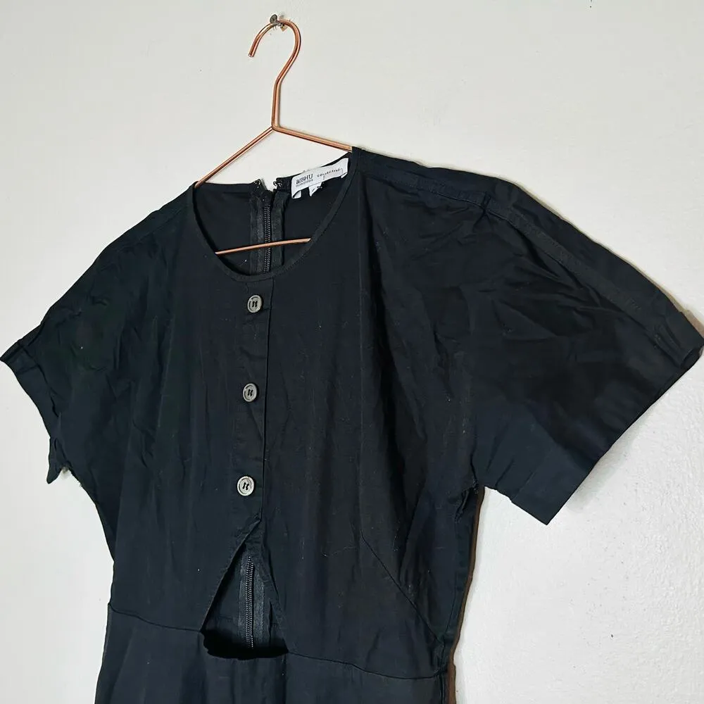 BIBHU MOHAPATRA Black Mid Cutout Fringe Detail Western Midi Dress size 8 - Image 6