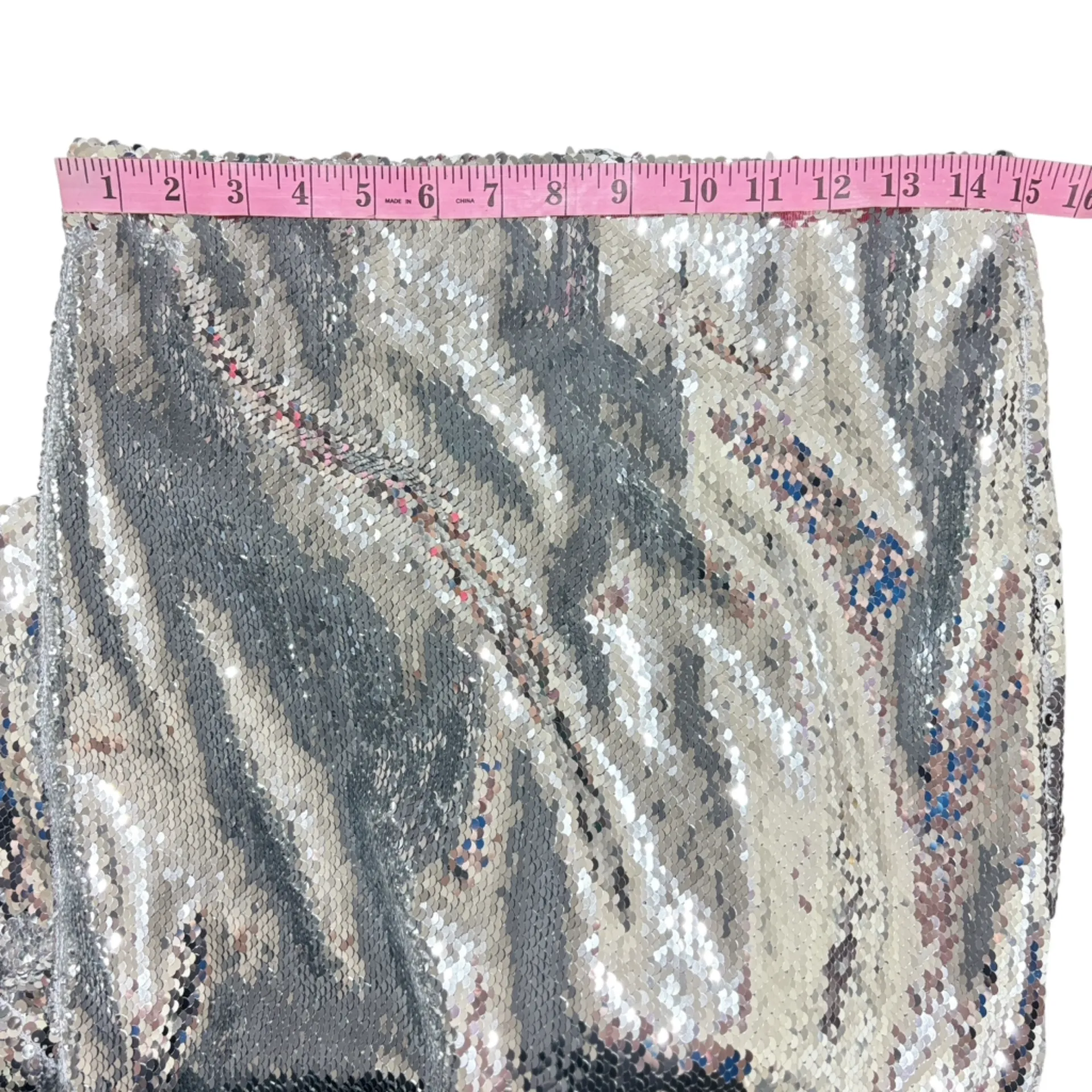 ZAFFORI silver sequin shiny diagonal maxi skirt XS - Image 7