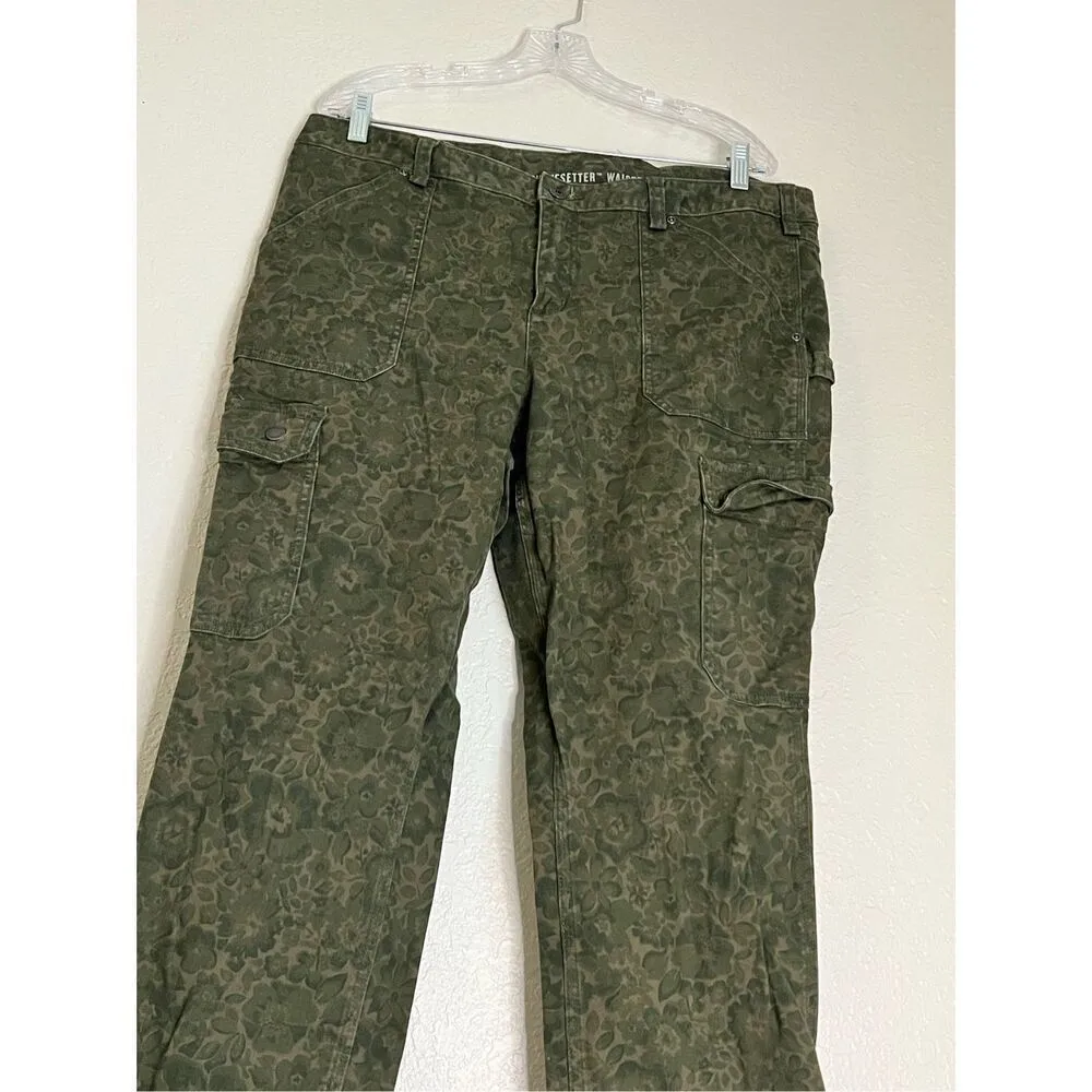 Duluth Trading Womens Green Floral Straight Leg Curvesetter Cargo Pants 16/31 - Image 2