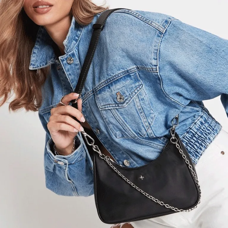 Peta and Jain Black Crossbody Shoulder Bag with Chain Strap - Image 2