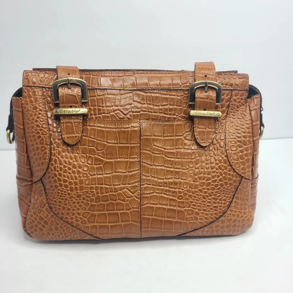Patricia Nash Hemsley‎ British Tan Croc-Distressed Leather Satchel Purse - Image 2