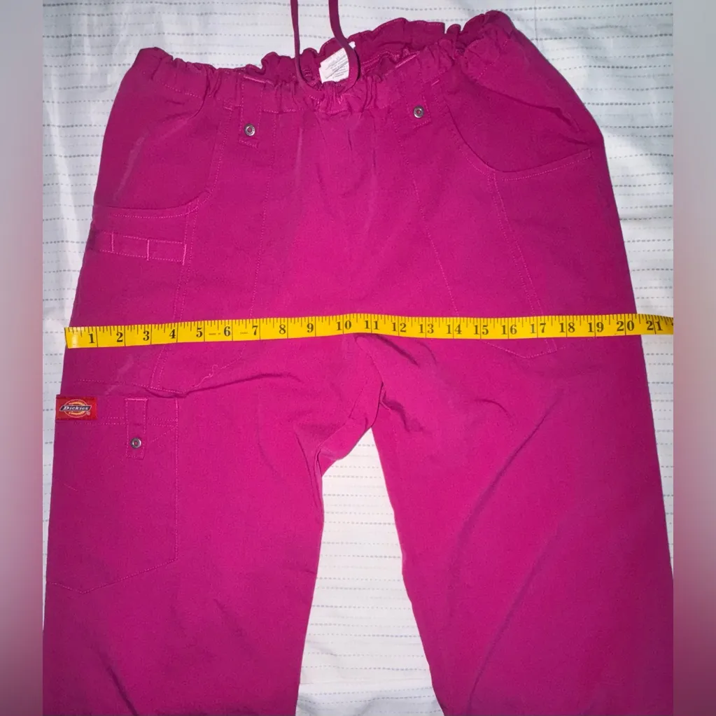DICKIES Women’s Pink Scrub Pants Size Small Elastic Waist Cargo Pocket - Image 11