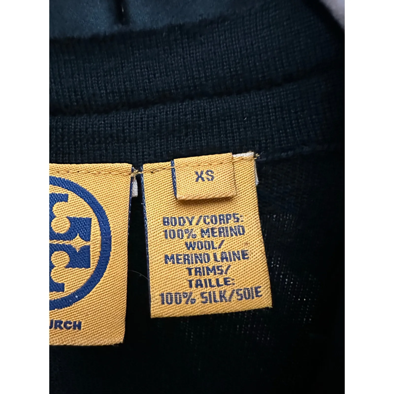 Tory Burch Merino Wool & Silk Gauge Cardigan Black Size XS - Image 11