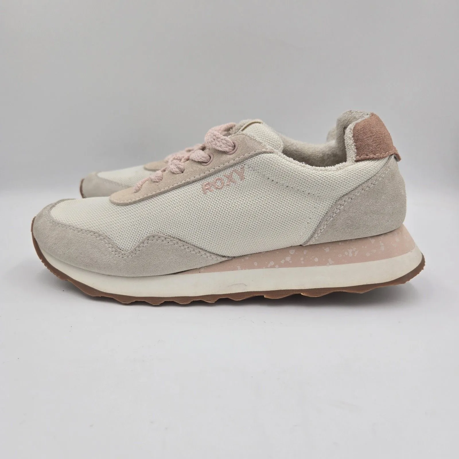 Roxy Addisyn Athletics Sneakers Women Size 7 Beige White Pink Running Jog Tennis - Image 2
