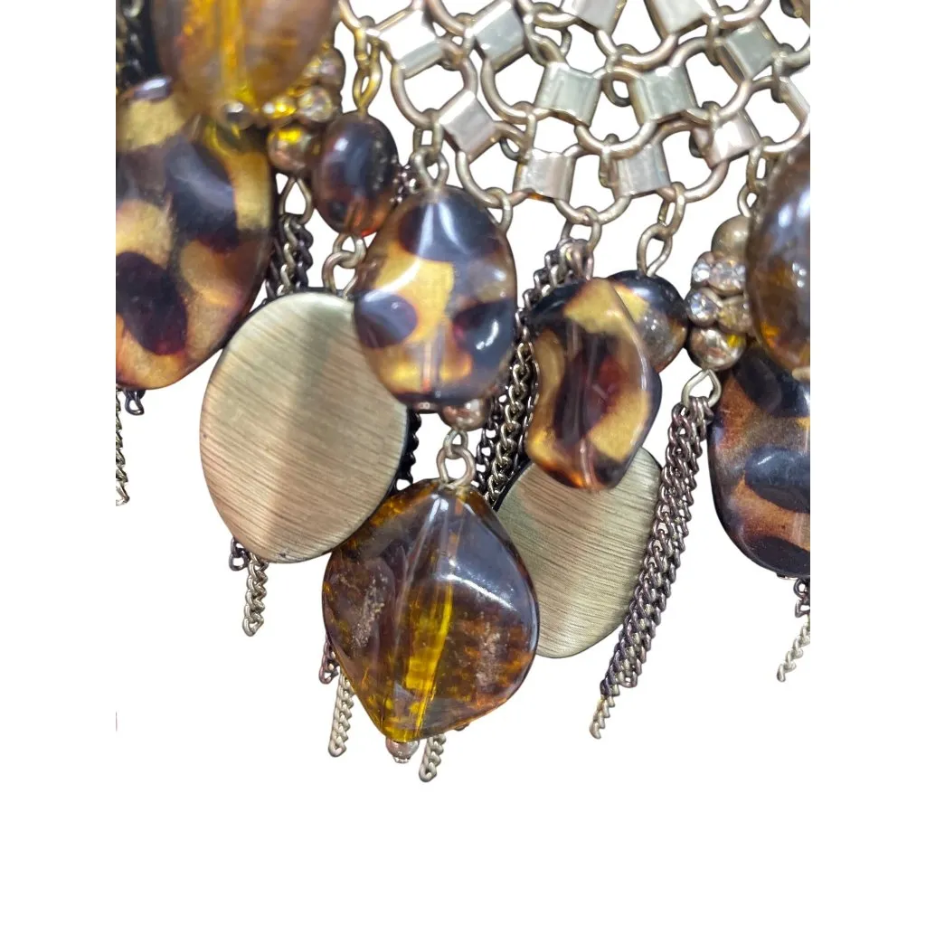 Gold Tone Big tortoise shell resin beads bhol 11.5" chain necklace SKU 9686 - Image 7