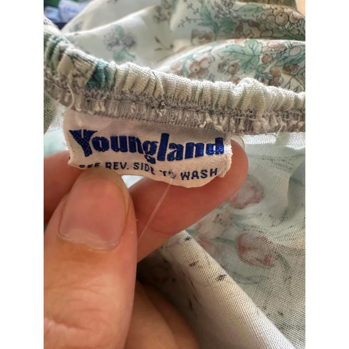 Vintage Youngland Praire Floral Milkmaid Picnic Dress Blue Size M - Image 9