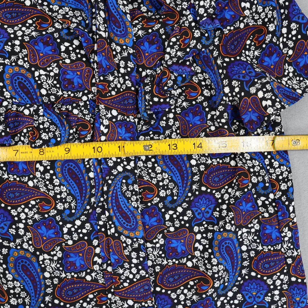 Sandro Paris Womens Silk Floral Top Sz 1/S Short Ruffle Sleeves Tie Neck Boho‎ - Image 7