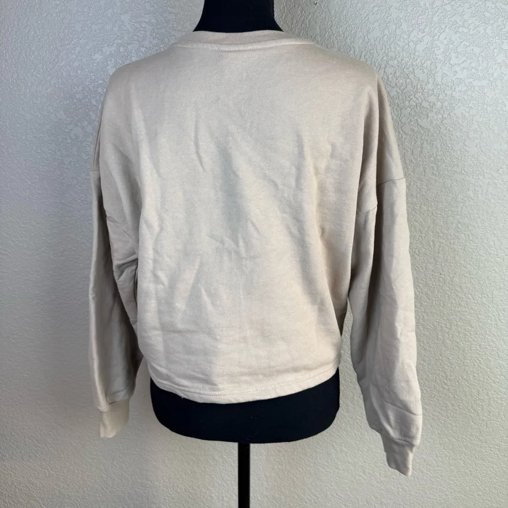 Disney  Mickey Mouse Crewneck Crop Sweatshirt Pink‎ Graphic Comfy Pullover - Image 2