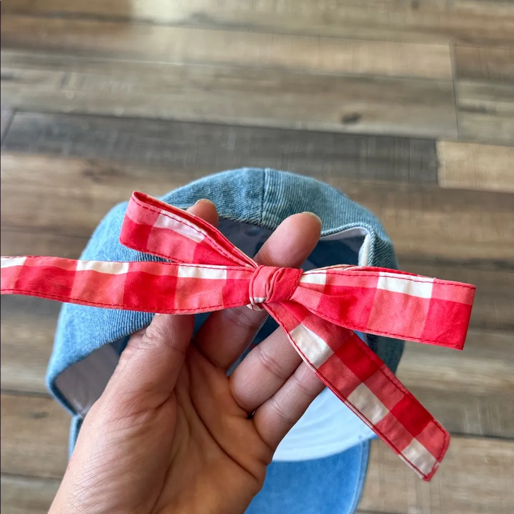 Blue Denim Cap with Heart Embroidery - Image 3