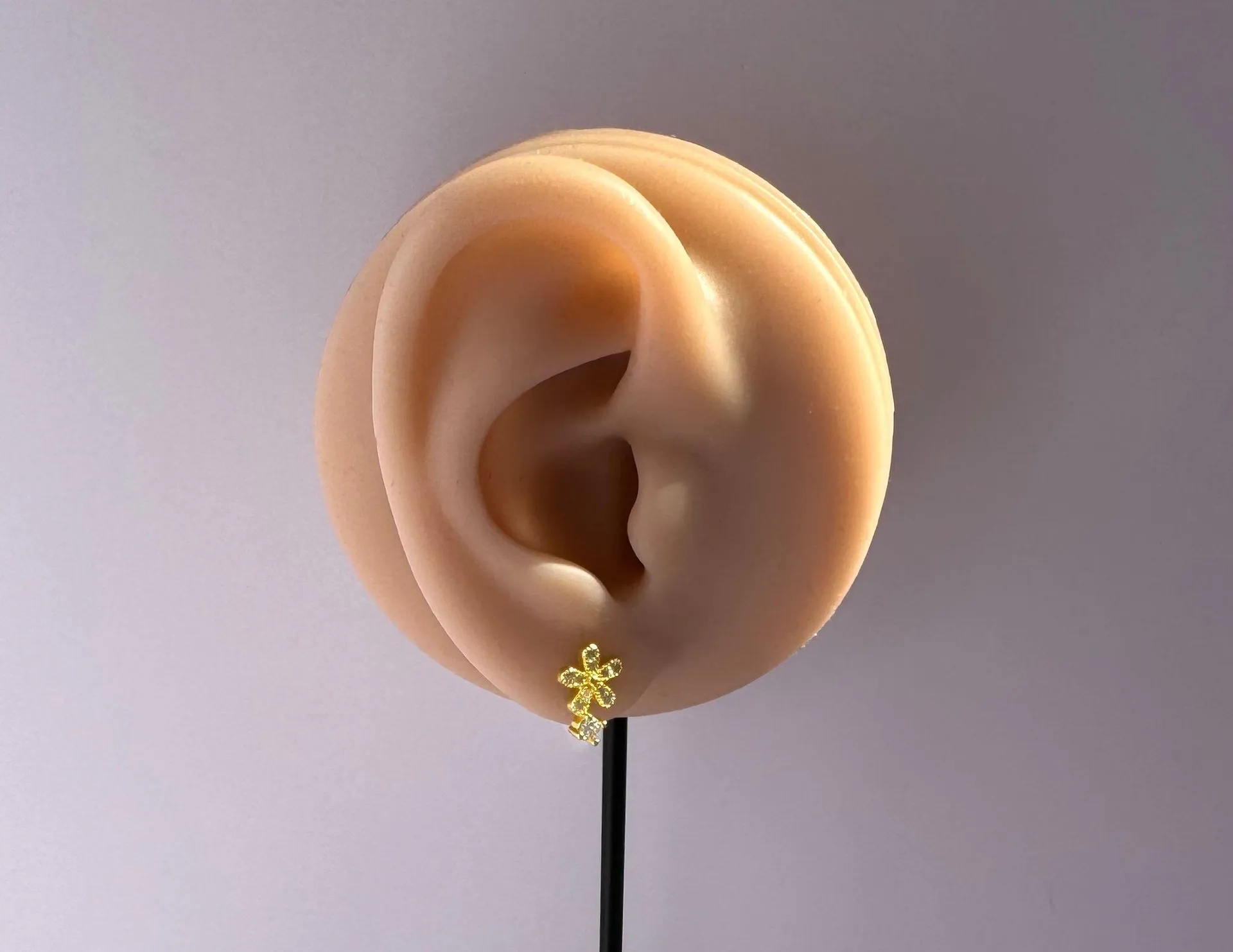 Small CZ Flower Stud Earrings for Women Gold - Image 5