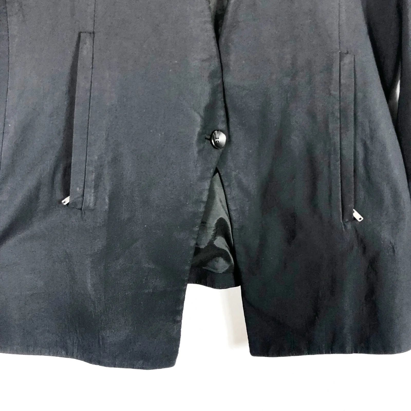 Helmut Lang Black Single Button Collarless Blazer Size 6 2000s Wool Quiet Luxury - Image 7