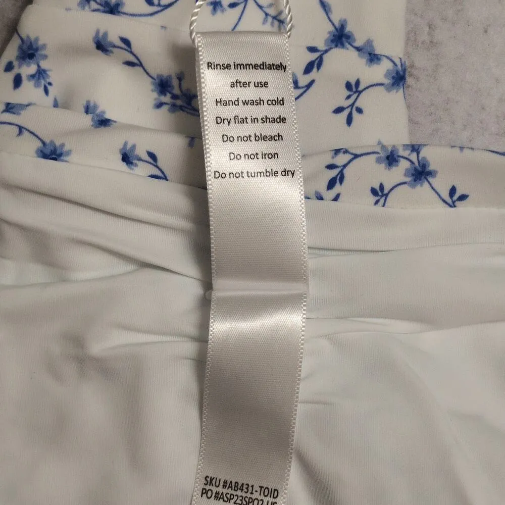 NWT Andie Symi Bottom Ditsy Bloom Blue White Ruched Back Waistband Swim Size M - Image 7