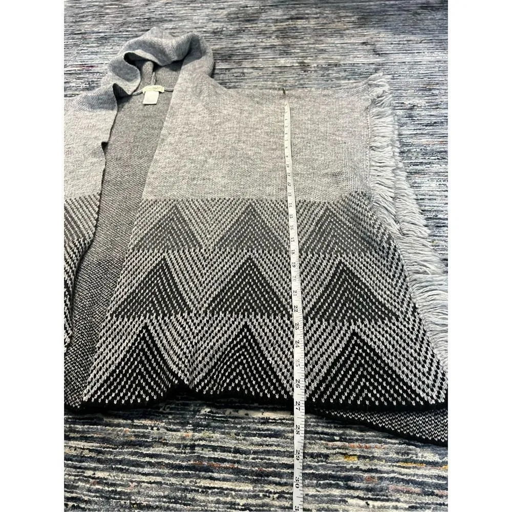 Cocogio One Size Hooded Fringe Gray Sweater Wrap Made In Italy Wool Blend - Image 7