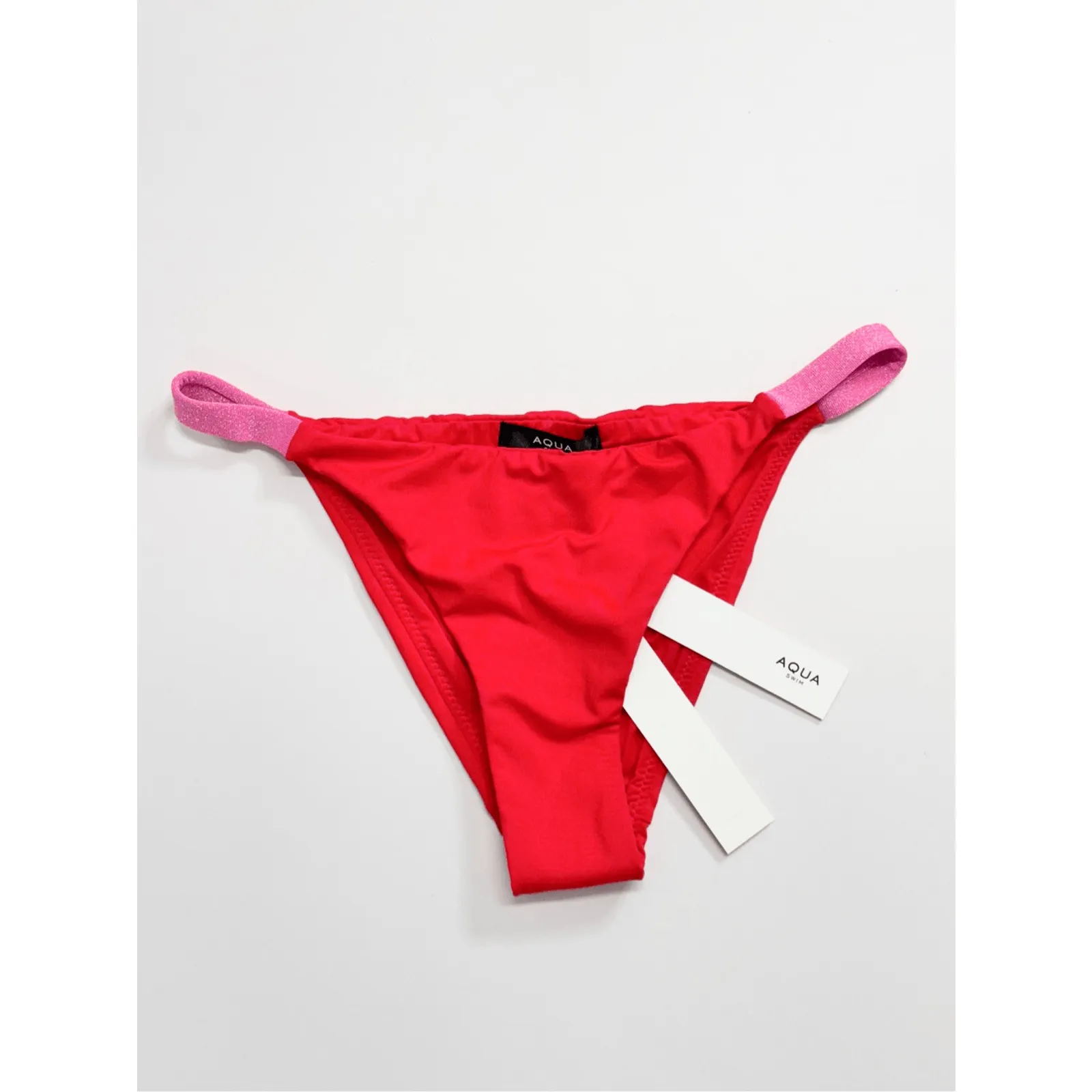 AQUA Bikini Bottom Swimwear Red Pink Beachwear Size Small NEW - Image 4