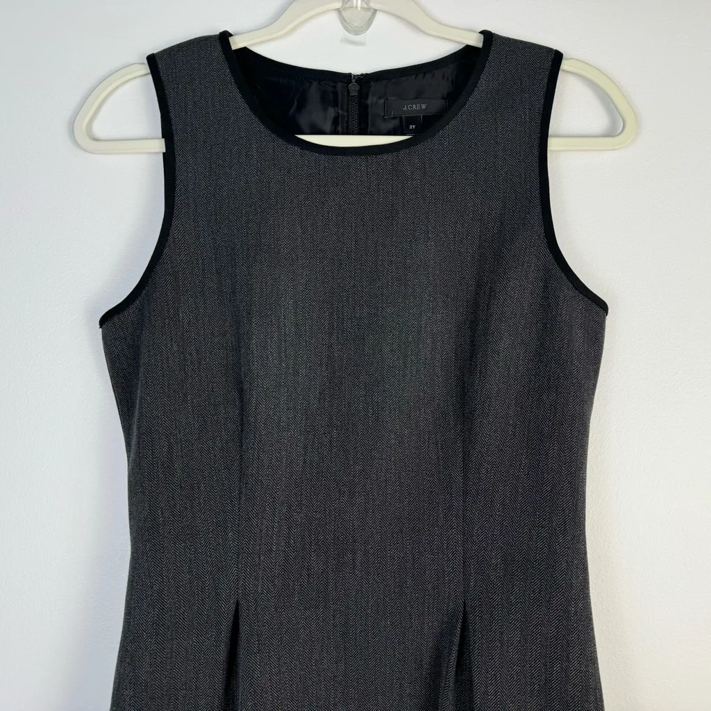 J.Crew Herringbone Fit & Flare Dress 2 Tall NWT Charcoal Gray Workwear - Image 4