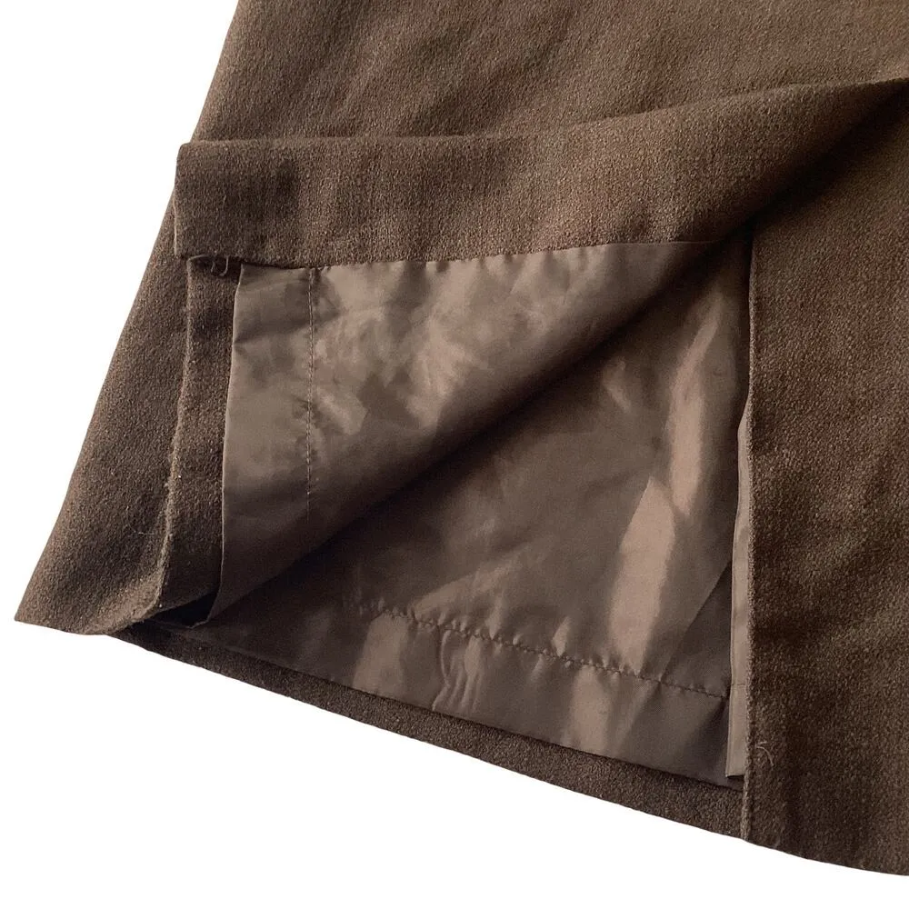 Wool Blend Pencil Skirt Brown Size 8 - Image 4