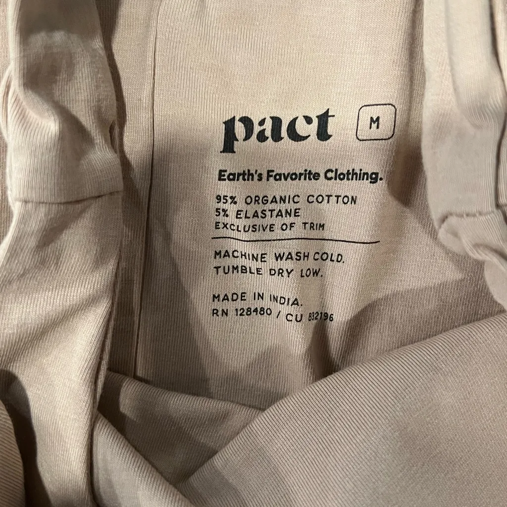 PACT Everyday Tank Bodysuit Champagne Womens Size M Organic Cotton Size M - Image 3