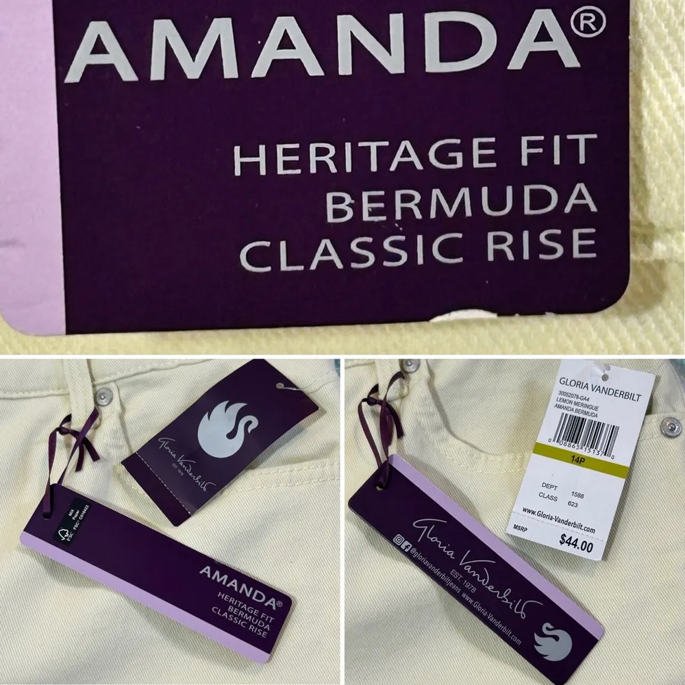 Gloria Vanderbilt Amanda Heritage Fit Bermuda Shorts Classic Rise Tan 14P NWT - Image 13