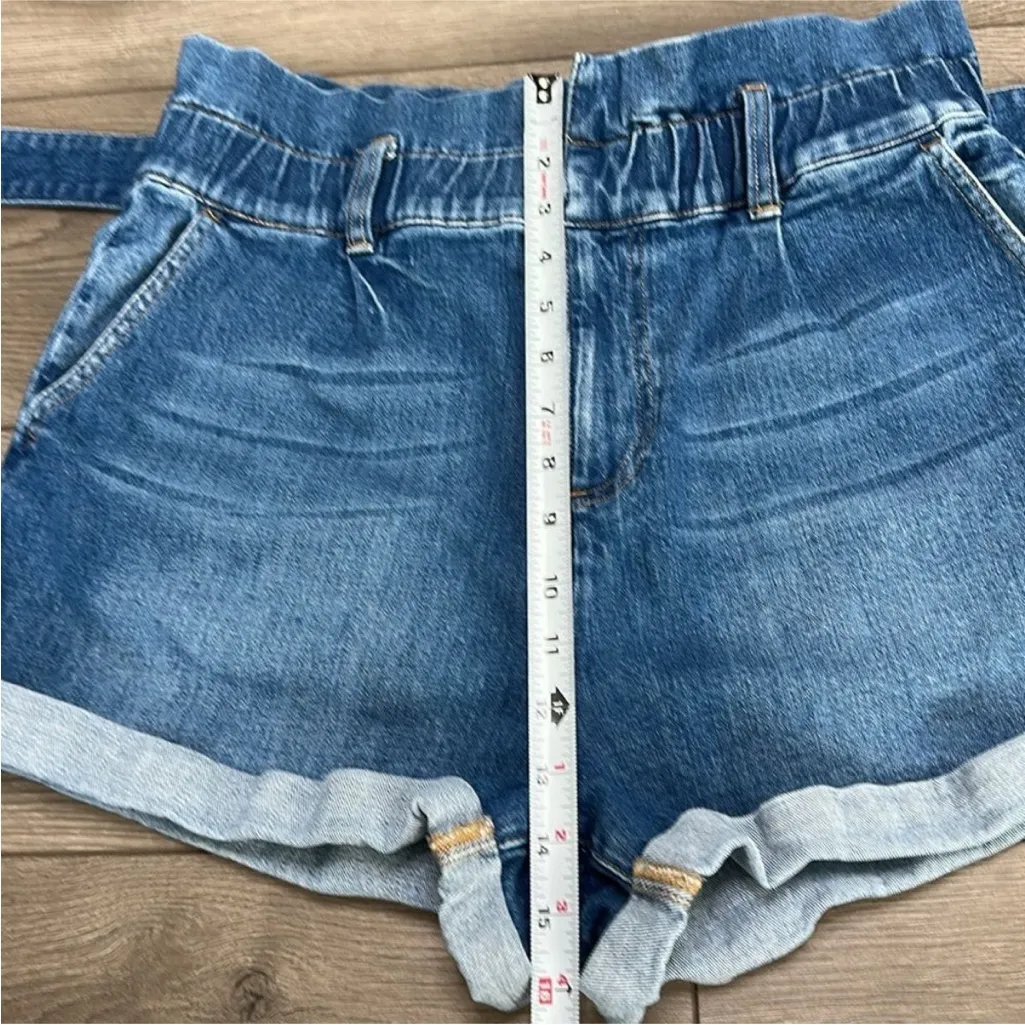 Alice + Olivia Rosemary High Rise Belted Stretch Blue Jean Shorts Size 31 - Image 12