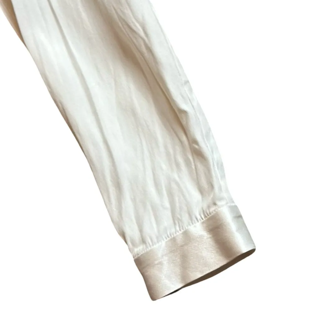 Lafayette 148 100% Silk Long Sleeve Blouse Top Shirt Cream Satin Size 4 Women's - Image 3