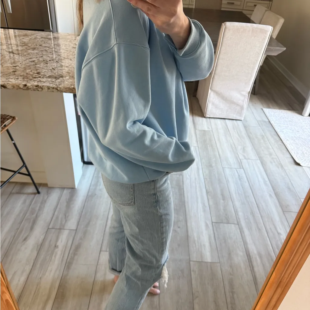 Kittenish In My Happy Girl Era Crewneck Sweatshirt Blue Medium - Image 4