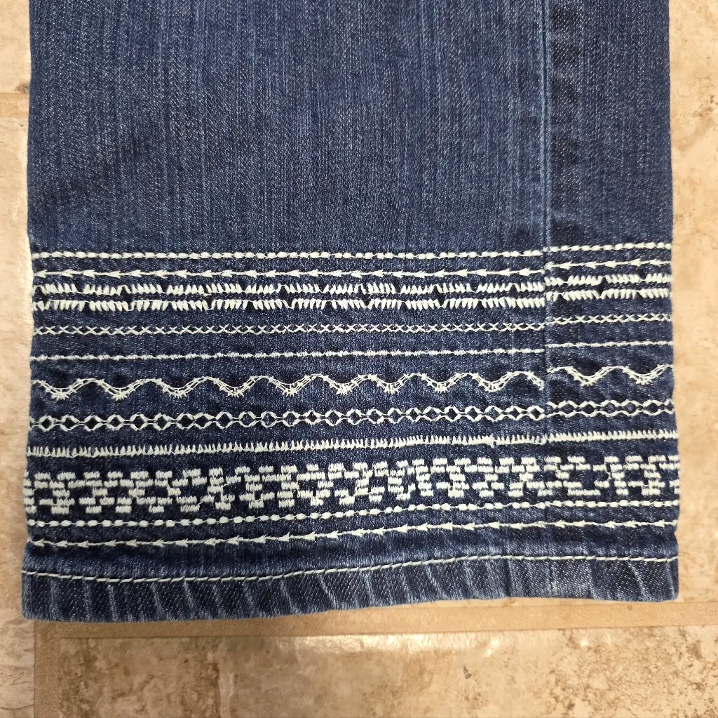 CRUEL Denim Womens Abby Jeans Bootcut Embroidered Hem Size 29/7 Y2K Embellished - Image 5