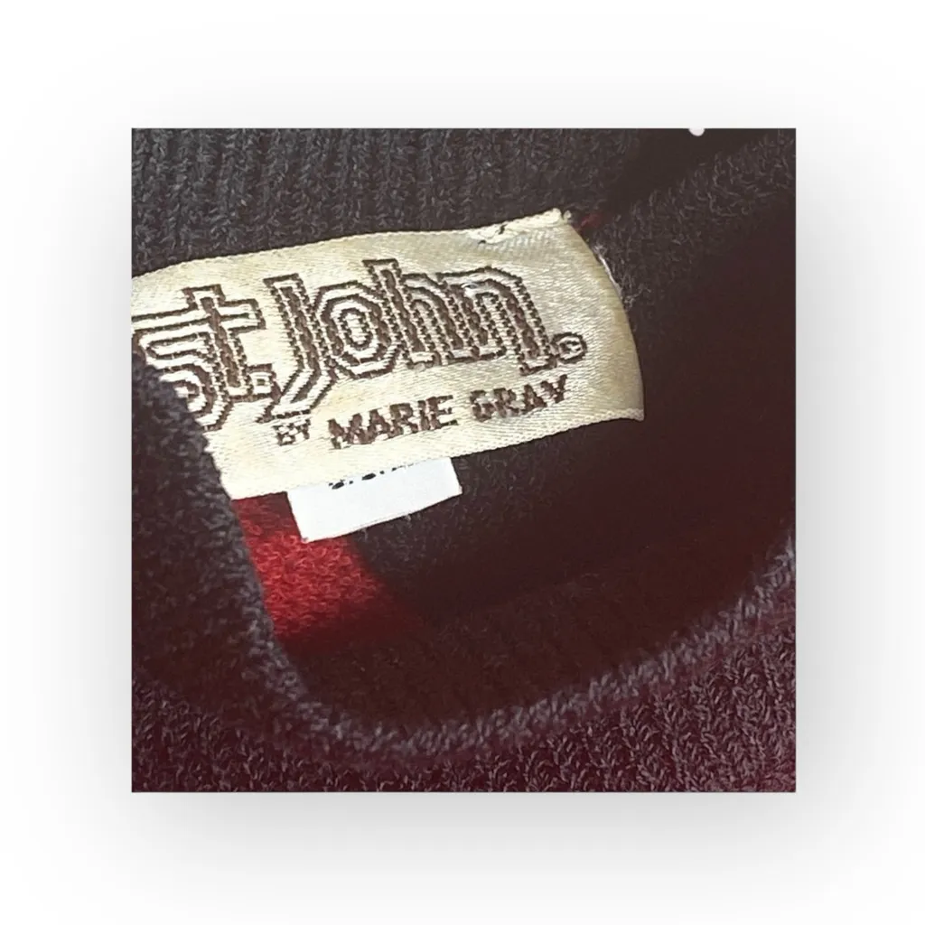 Vintage 70’s: St John Marie Grey ♔ Button Collar Knit Pullover Cardigan ♔ Red ♔ - Image 6