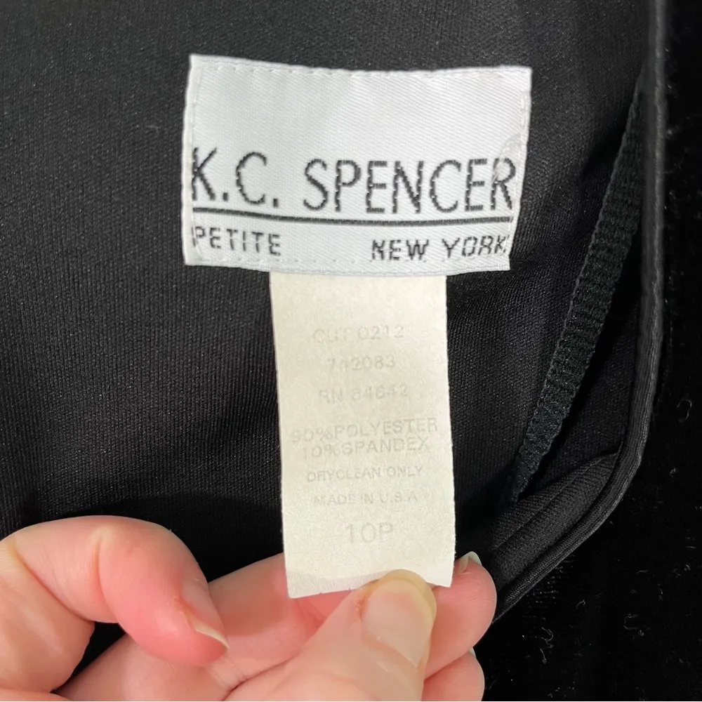Vintage K.C. Spencer Black Velvet Dress size 10P petite - Image 2