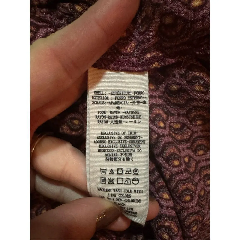 Free People Nadia Red Geometric Hexagon Pattern Asymmetric Ruffle Hem skirt - Image 7