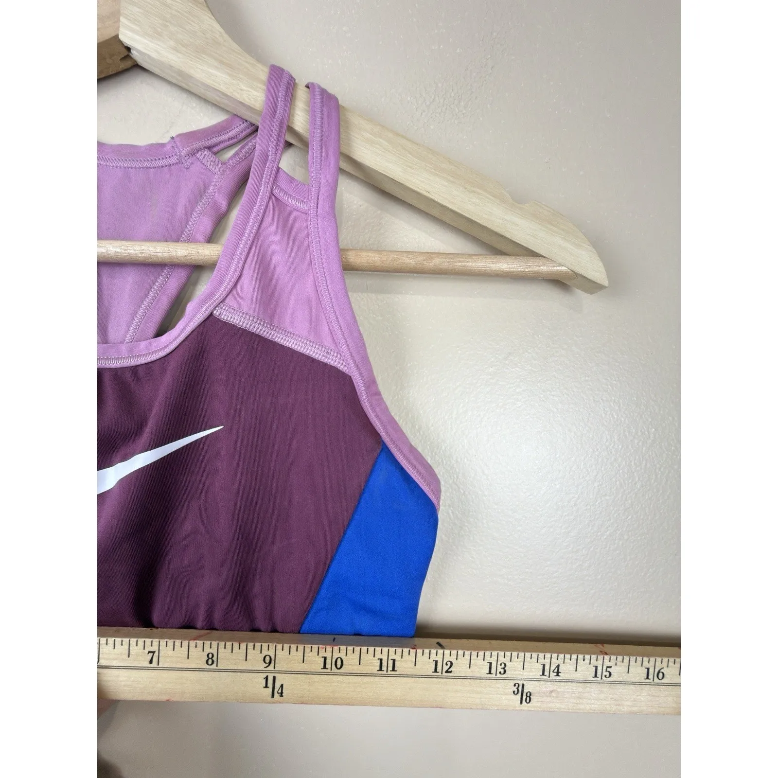 Nike Swoosh Colorblock Sports Bra Small Blue Pink White Racerback Dri-FIT - Image 6