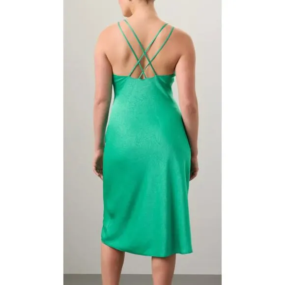 Saunders Emerald Green Satin Slip Midi Dress Size 10 - Image 2