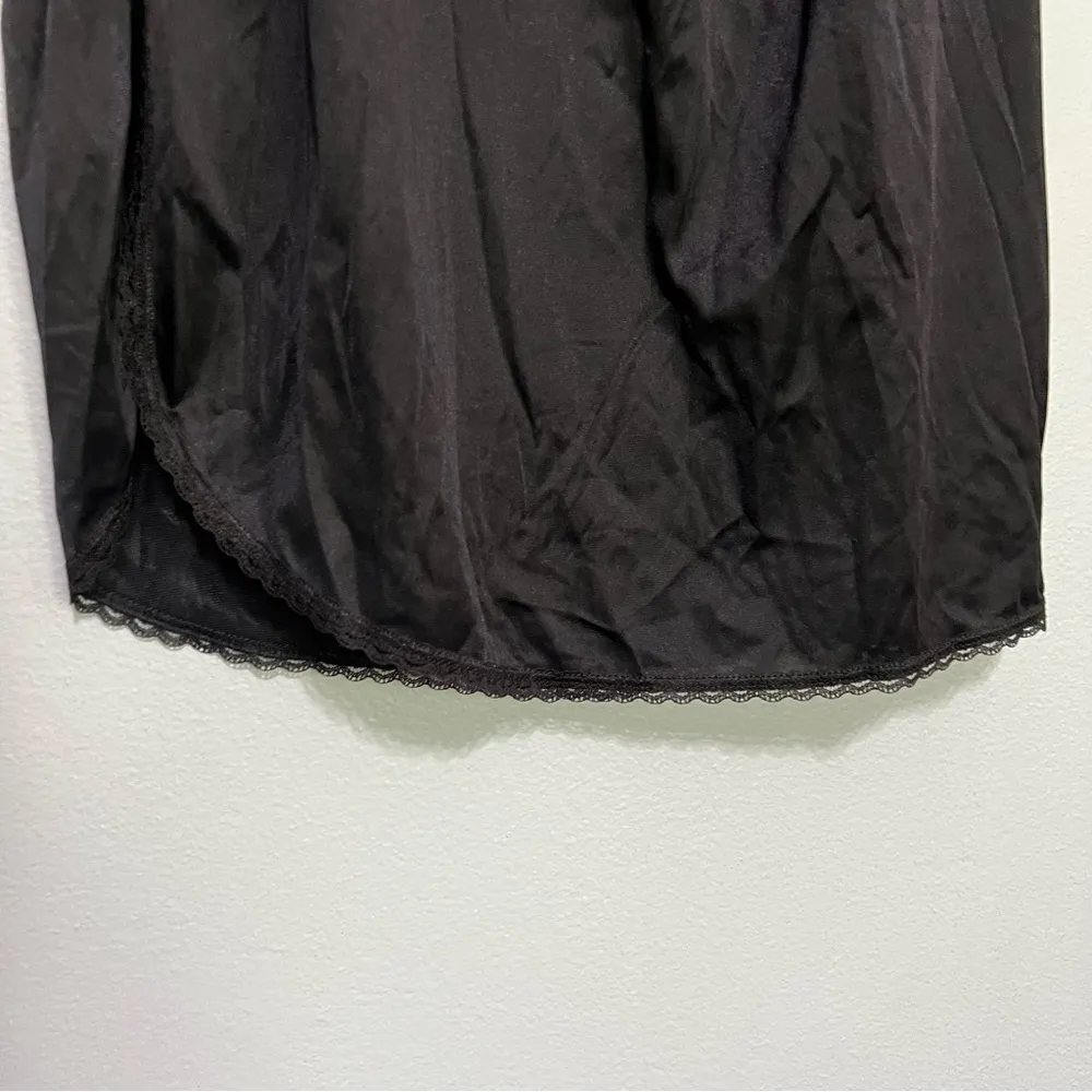 Vintage Vanity Fair Black Midi Slip Skirt‎ Sz L - Image 3