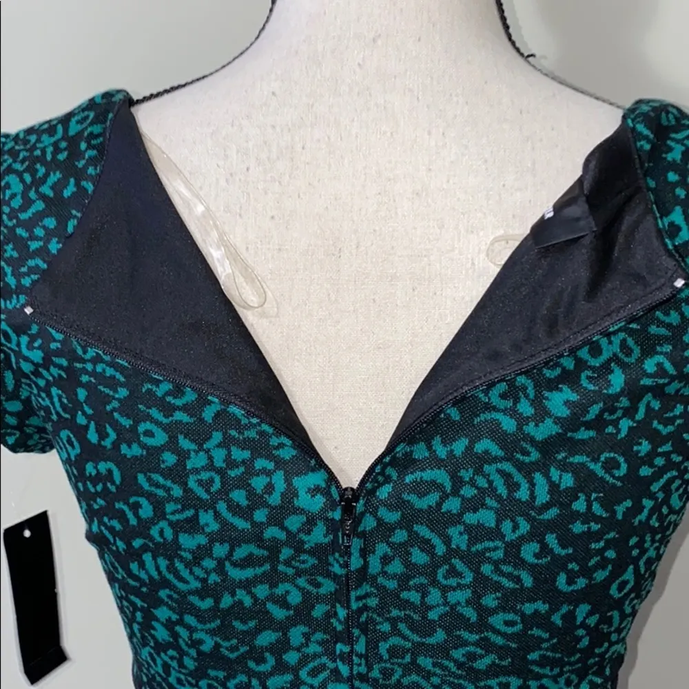 Iz Byer leopard print black teal peplum dress NWT - Image 8