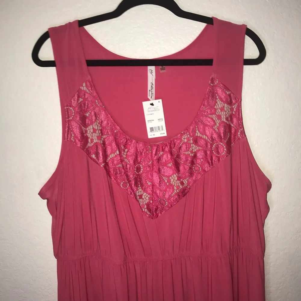 NY Collection Dress Pink Lace Paneled Maxi Dress Sz 3X NWT Stretchy Scoop Neck - Image 4