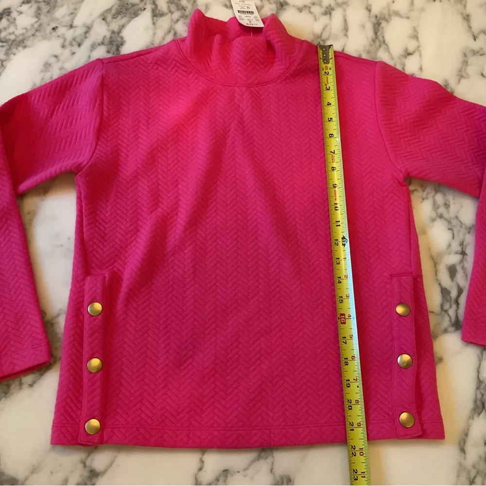 NWT J. Crew Factory Herringbone mockneck sweatshirt in soft fuchsia Sz XXS Pink - Image 7