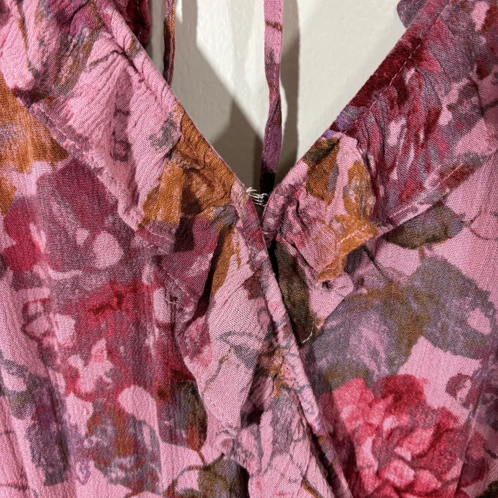 Mossimo Floral Surplice Long Sleeve Romper Size XL Pink - Image 3