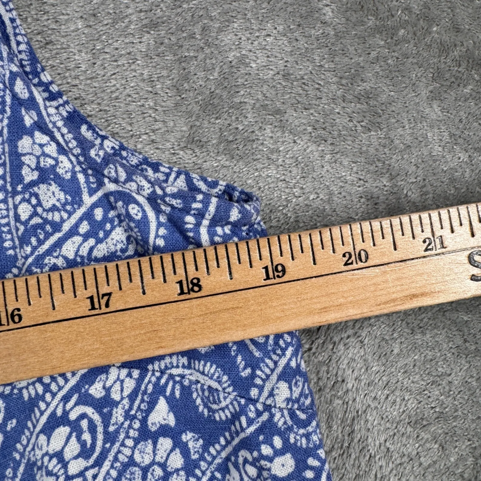 Carole Little Paisley Linen Tank Top Women M Blue Bohemian Cottagecore‎ Beach Size M - Image 10