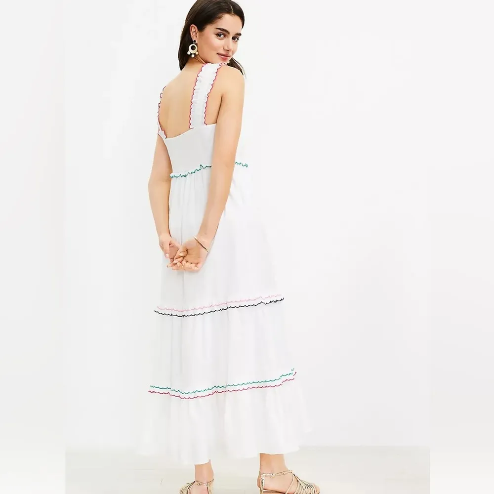 NEW NWT Loft White Maxi Sundress Large Cotton 🥰 - Image 4