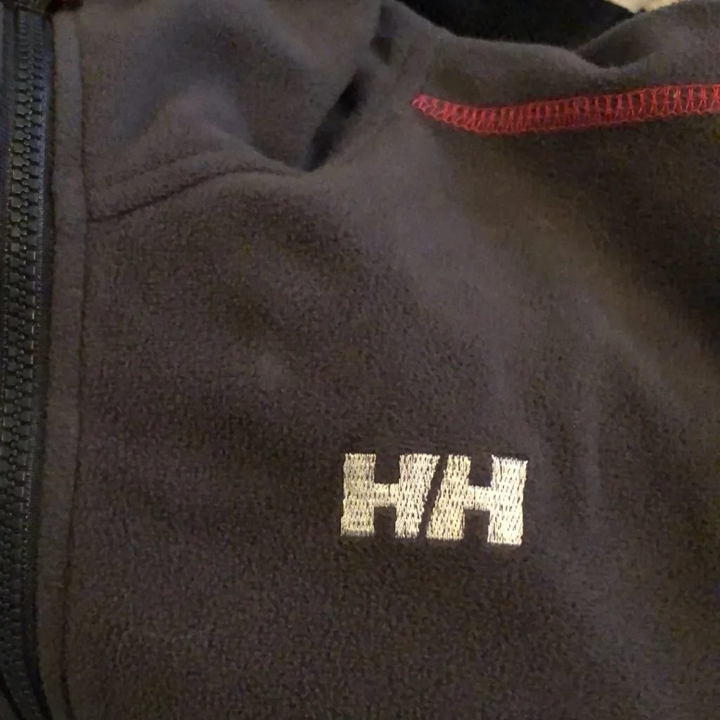 Helly Hansen Hooded Fleece Jacket Grey-ish Black Pink Trim Drawstring Waist sz m - Image 3