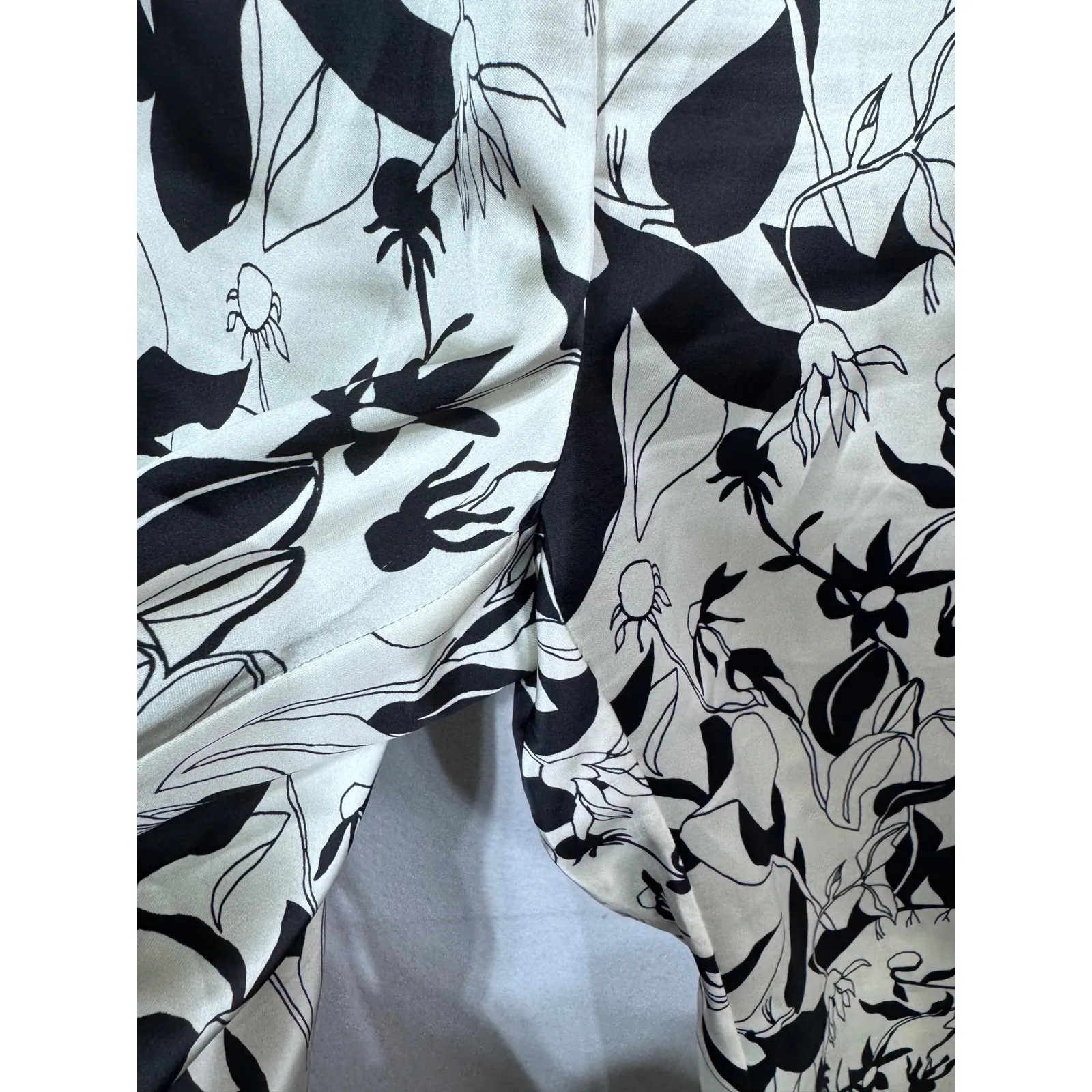 ARKET Floral Print Wide Leg Lounge Pants Cream Black Size 1 - Image 3