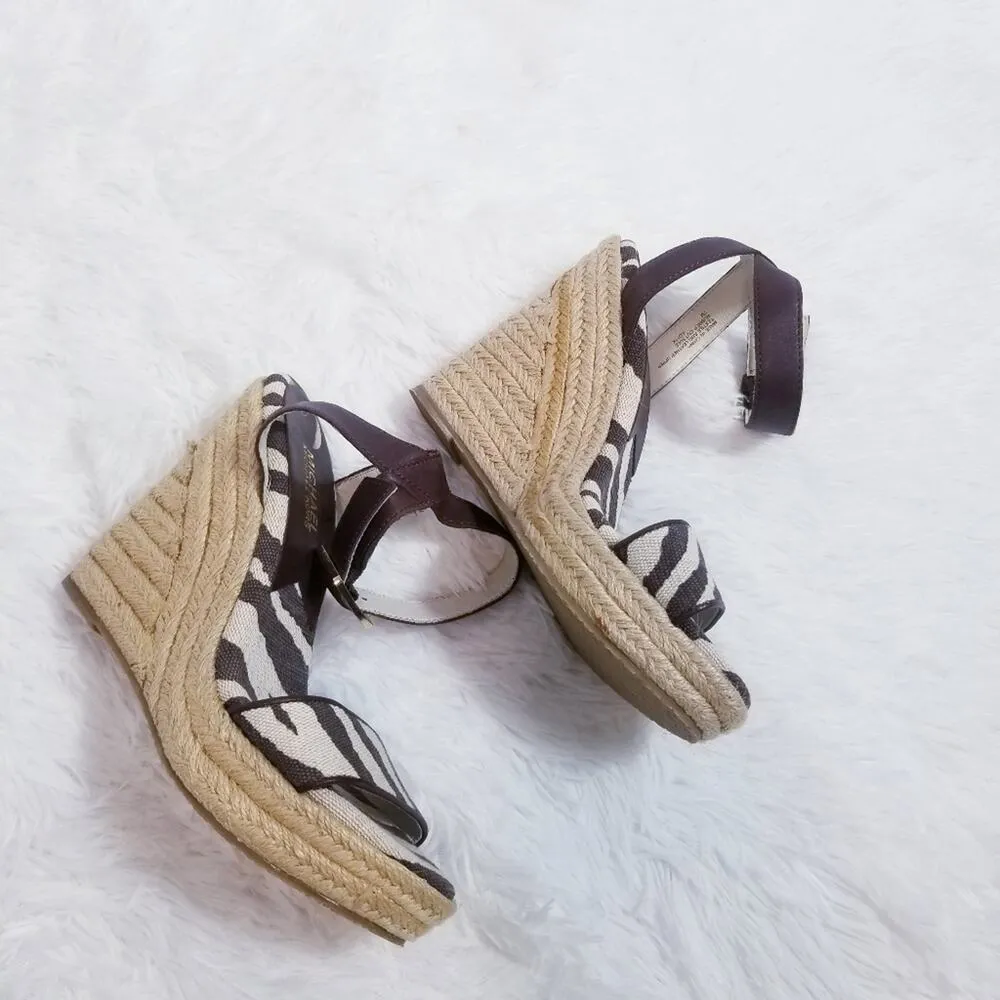 Michael Kors Zebra Print Espadrille Wedge Sandals - Image 2