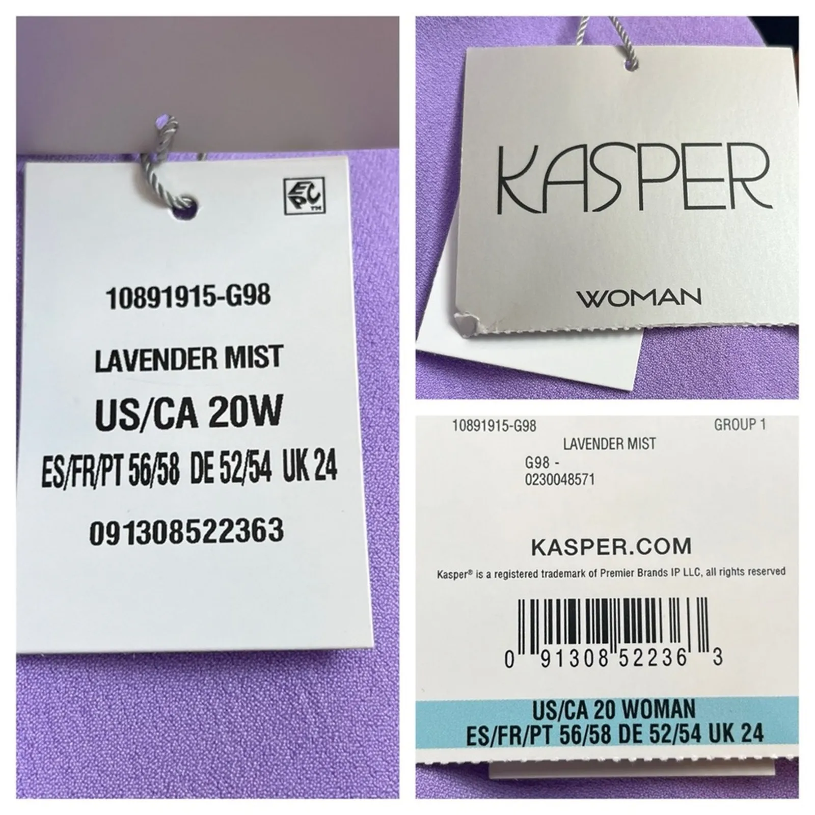 Kasper New Dress Pants Straight Leg Flat Front Purple Women’s Plus Size 20W - Image 8