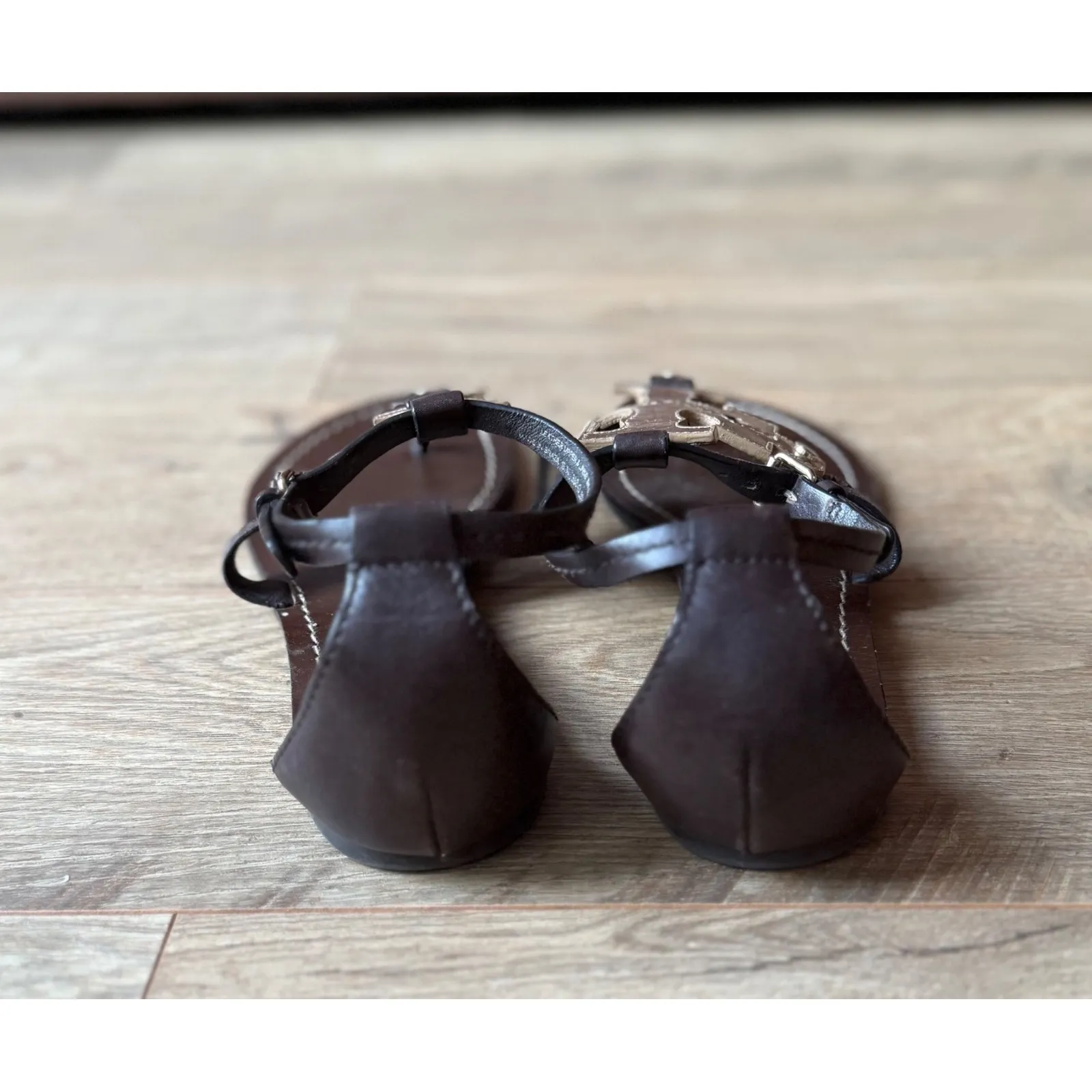 Tory Burch Women's Phoebe Chandler Logo Thong Sandals in Brown Gold Size 7 - Image 3