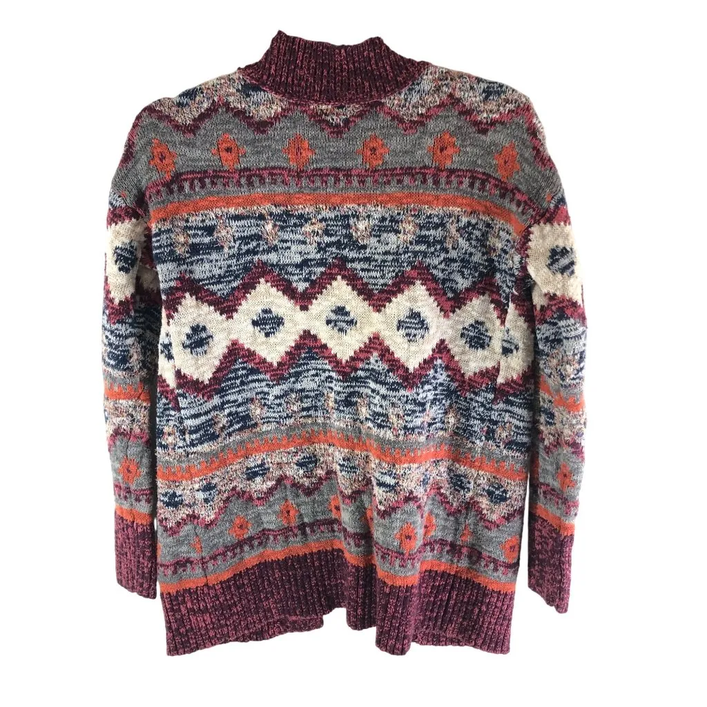 Mossimo Womens Aztec Pattern Open Front Cardigan Sweater S Cotton Blend Purple - Image 2