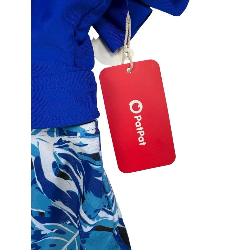 *New PatPat 2 Pc Bikini Swimsuit Womens Lg Blue Tropical Hawaiian Beach Resort - Image 4