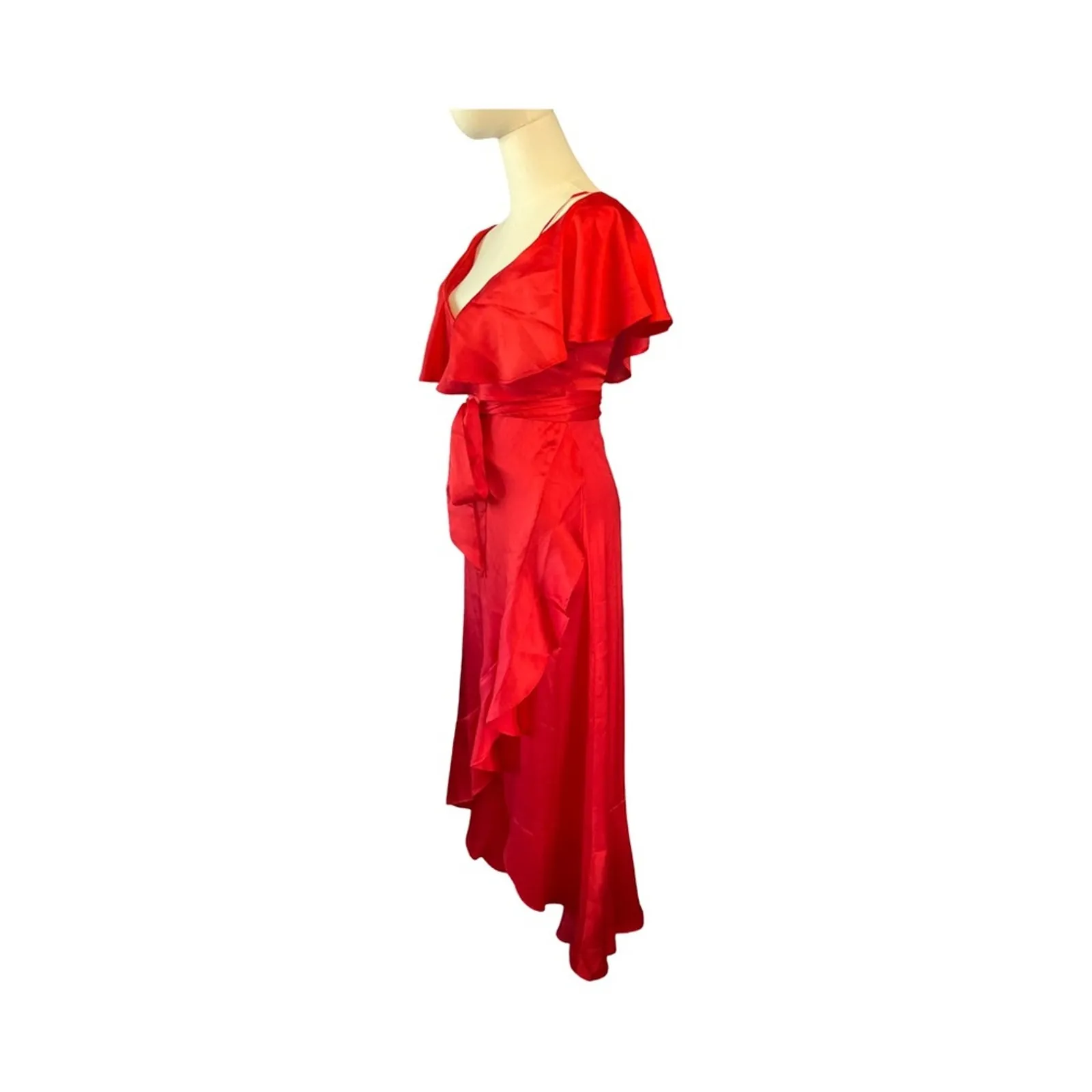 Topshop Elegant Red Ruffle Wrap Dress Women’s Size 2 Nordstrom Rack NWT Party - Image 9