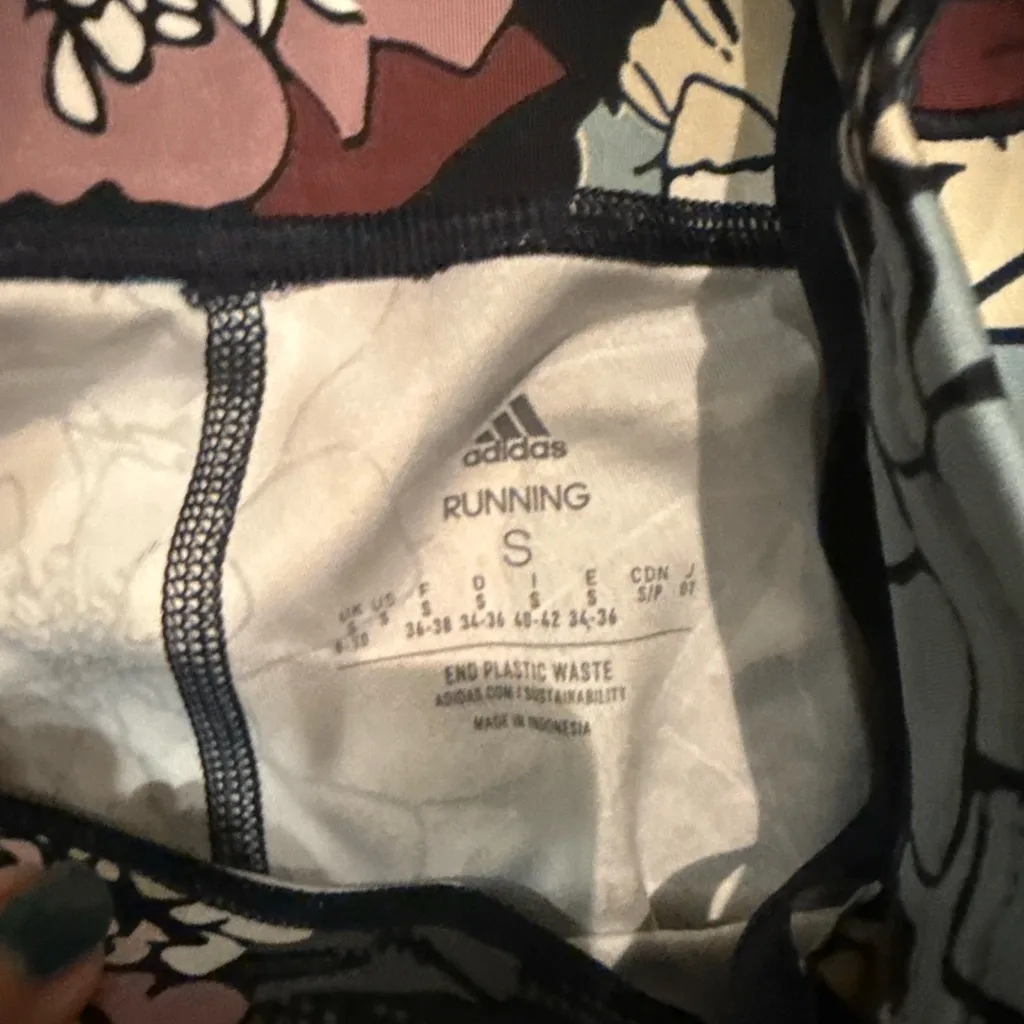 3 for $15 adidas womens Floral Leggings - Teal, Burgundy, Mustard - Image 2